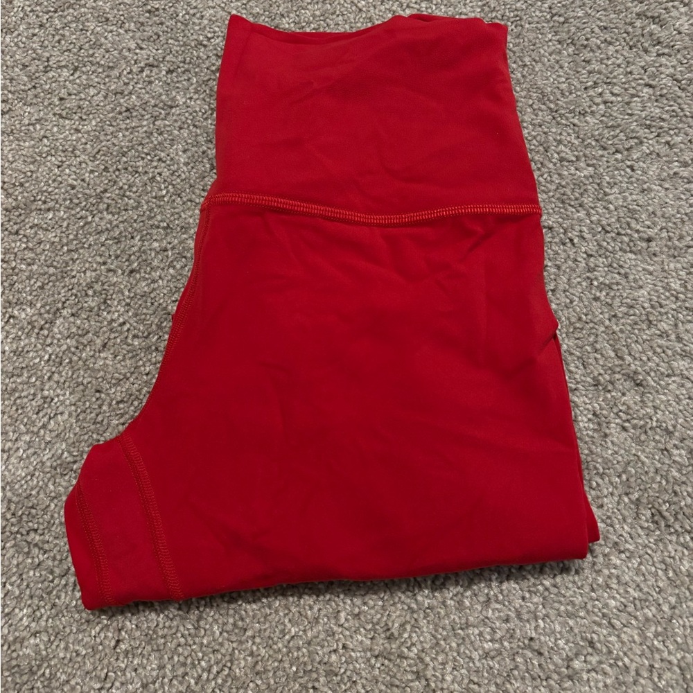 Bright Red Lululemon Align Leggings.